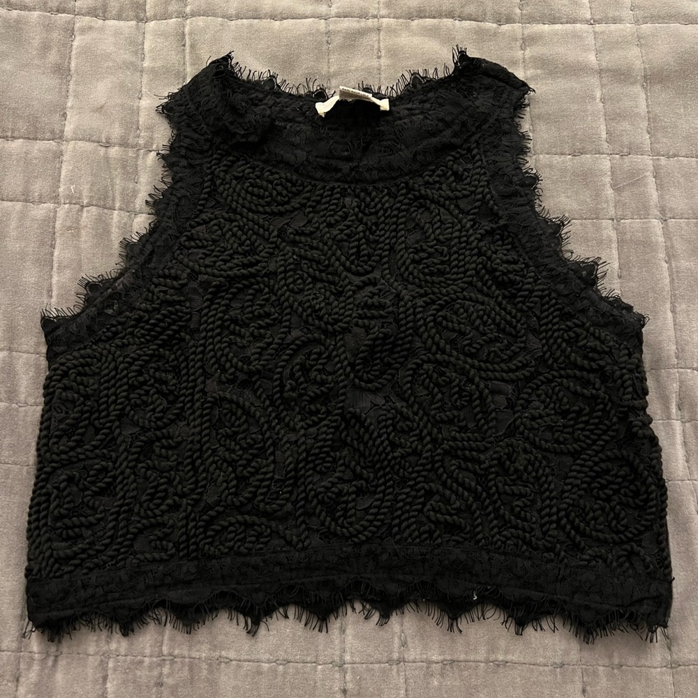 Sans Souci Black Textured Crop Top